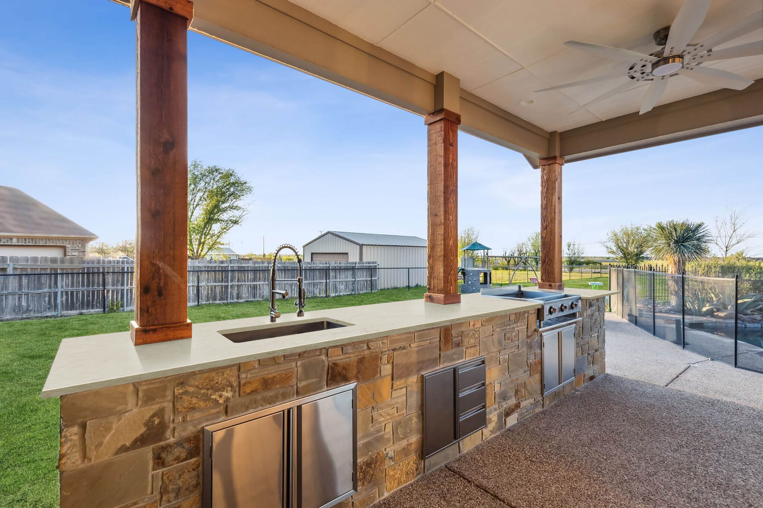 Bianco Corte used in outside kitchen