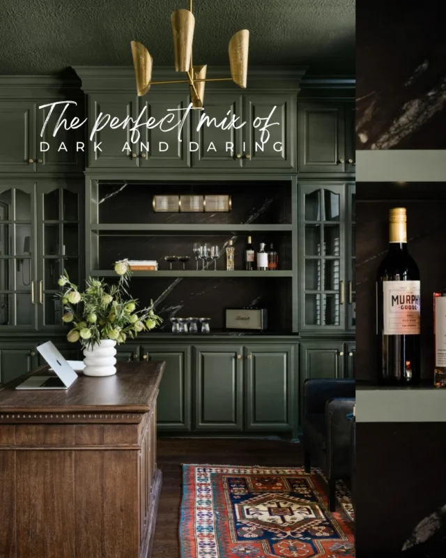 Dark and daring. 🖤Green cabinetry brings the confidence, black stone brings the drama, and suddenly the bar becomes the moment everyone gathers around. Proof that the right material choice doesn’t just complete a space, it completely defines it.Save this for your next project that needs a little edge. Project designed the ultra talented @tinyhavendesign #HomeBar #Moody #BoldInteriors #TritonStoneGroup fromtheheartofthemountaintotheheartofthehome
