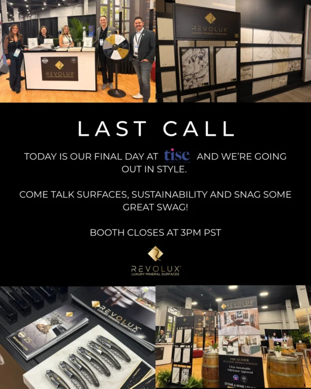 Triton 🤝 RevoluxAt TISEServing surfacesServing swag Last day, pull up 😘#Revolux #tritonstonegroup #tise