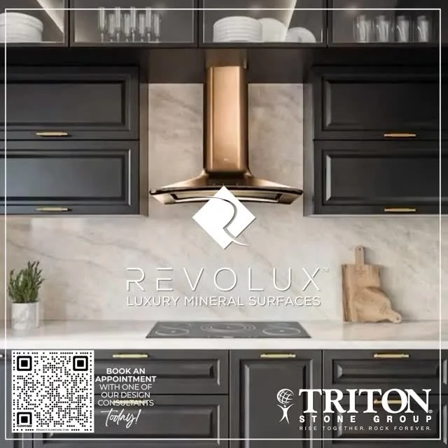 POV: You want marble energy without marble maintenance.Revolux is doing that quiet luxury thing designers keep reaching for.Subtle veining. Creamy undertones. Enough movement to feel alive, but never busy.It’s refined. It’s flexible. It photographs beautifully.Come pull a sample and see why @revolux is becoming a go-to.#tritonstonegroup #revolux #designinspo #engineeredcountertops #designgoals