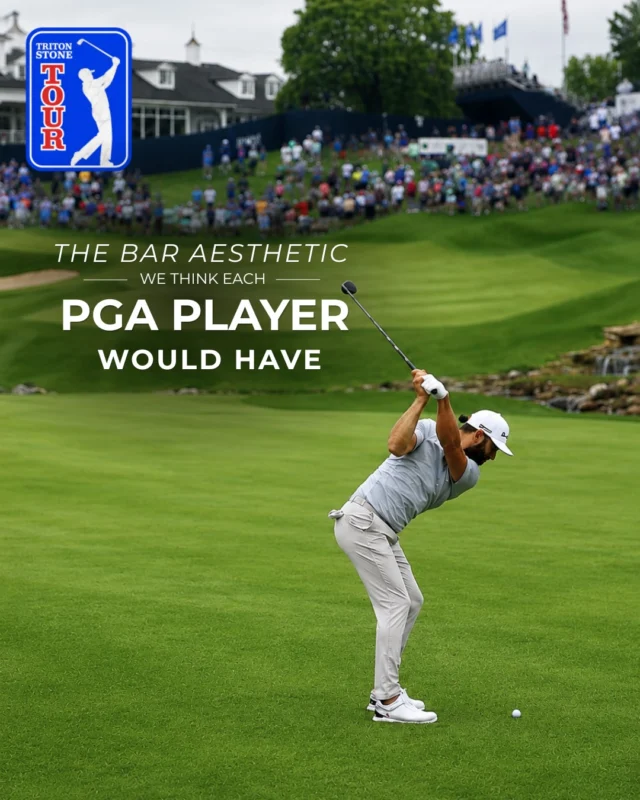 Consider this our unofficial PGA Tour bar aesthetic leaderboard. ⛳Whose bar deserves the trophy? 👀[Triton Stone, Bar Design Ideas, Bar Countertops, Natural Stone, Marble Slabs, PGA Championship 2026]